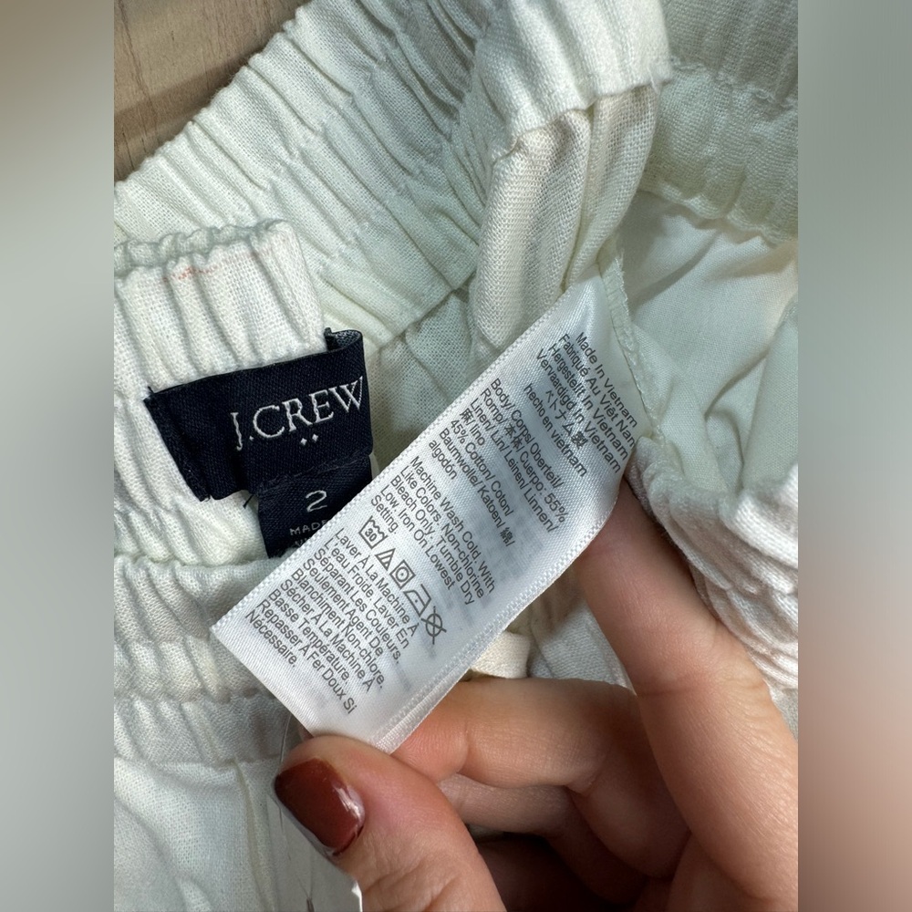 J.Crew Womens White Linen-Blend Drawstring Pants Size 2 - Picture 6 of 7